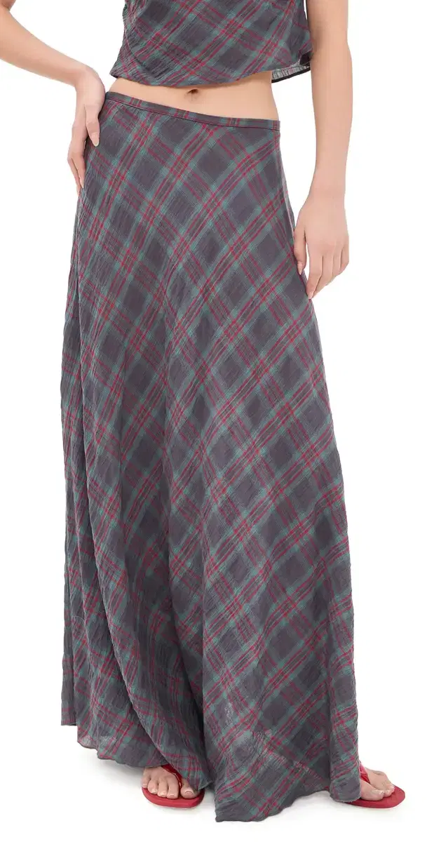 Halcyon Maxi Skirt Jade Plaid