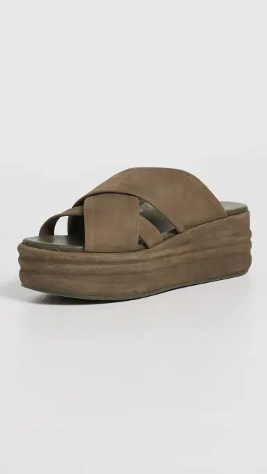 Free People Wanderbay Flatform Sandals Olive | Thumbnail 2