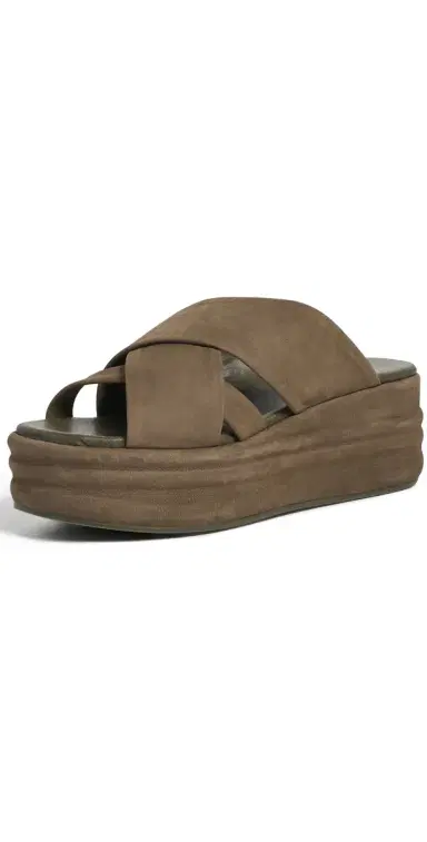 Free People Wanderbay Flatform Sandals Olive | Thumbnail 1