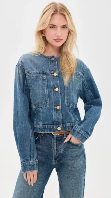 Ulla Johnson The Briar Collarless Denim Jacket Danube | Thumbnail 2