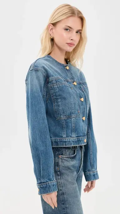 Ulla Johnson The Briar Collarless Denim Jacket Danube | Thumbnail 4