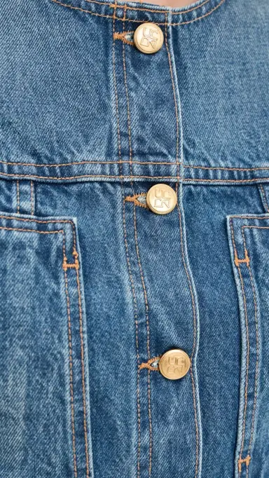 Ulla Johnson The Briar Collarless Denim Jacket Danube | Thumbnail 6