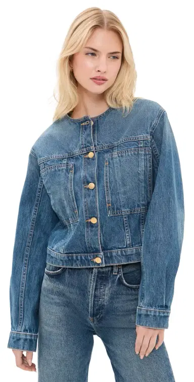 Ulla Johnson The Briar Collarless Denim Jacket Danube | Thumbnail 1