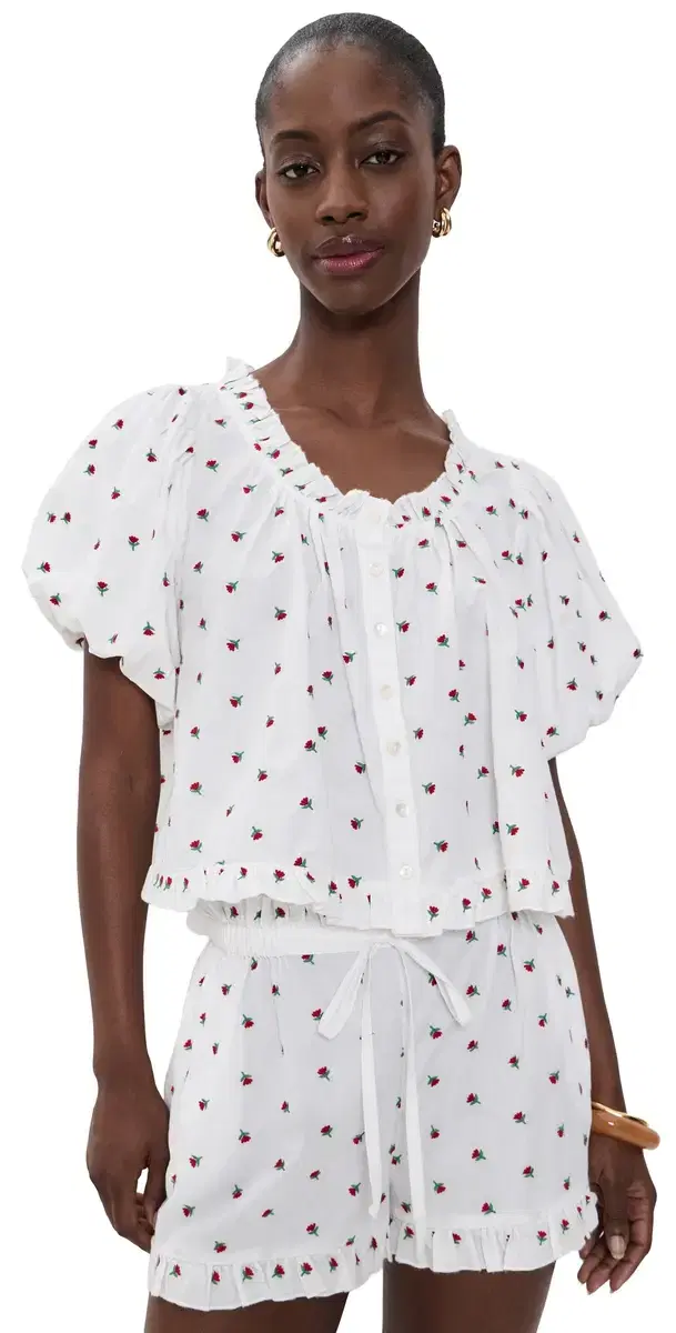The Charlotte Top White Petite Flower