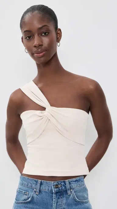 susana monaco Twisted Asymmetrical Blouse Blanched Almond | Thumbnail 2