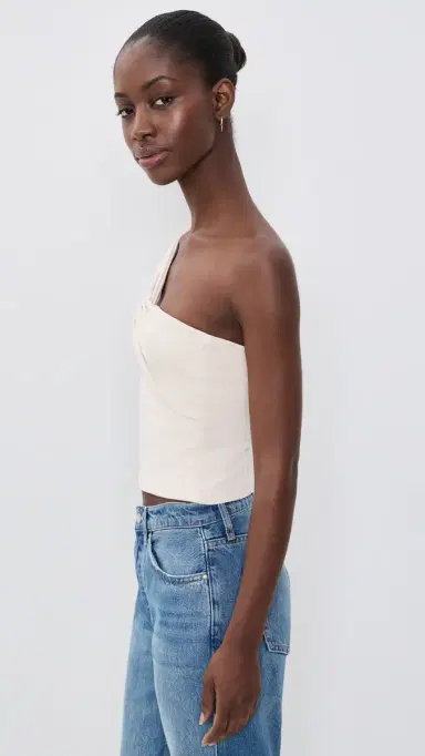susana monaco Twisted Asymmetrical Blouse Blanched Almond | Thumbnail 4