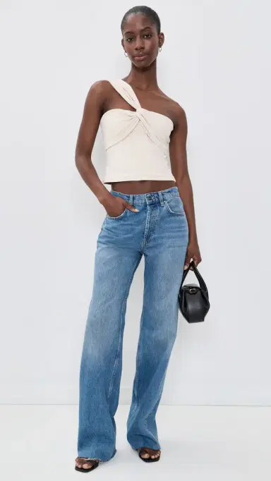 susana monaco Twisted Asymmetrical Blouse Blanched Almond | Thumbnail 5