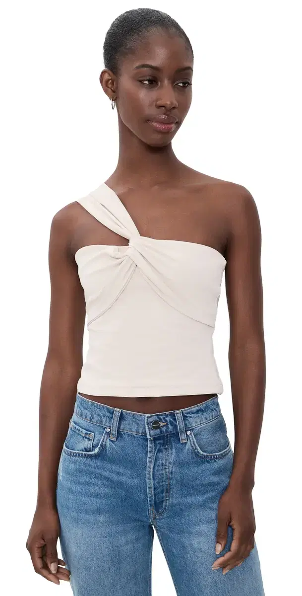 Twisted Asymmetrical Blouse Blanched Almond
