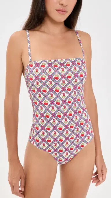 Hill House Home The Giana One Piece Diamond Cherries,Red M | Thumbnail 2