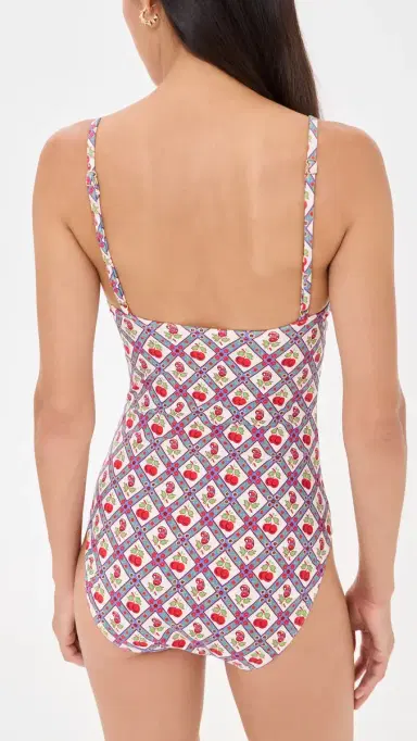 Hill House Home The Giana One Piece Diamond Cherries,Red M | Thumbnail 3