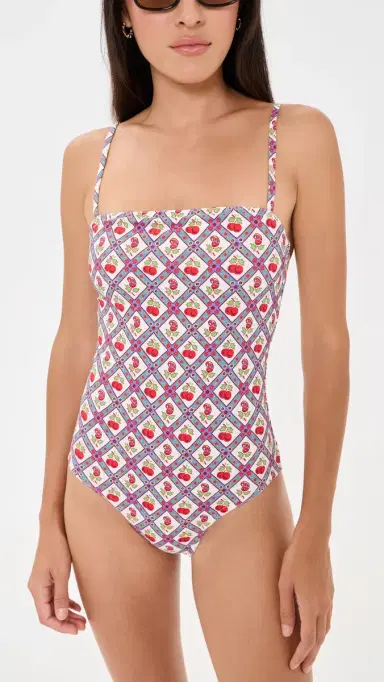 Hill House Home The Giana One Piece Diamond Cherries,Red M | Thumbnail 5