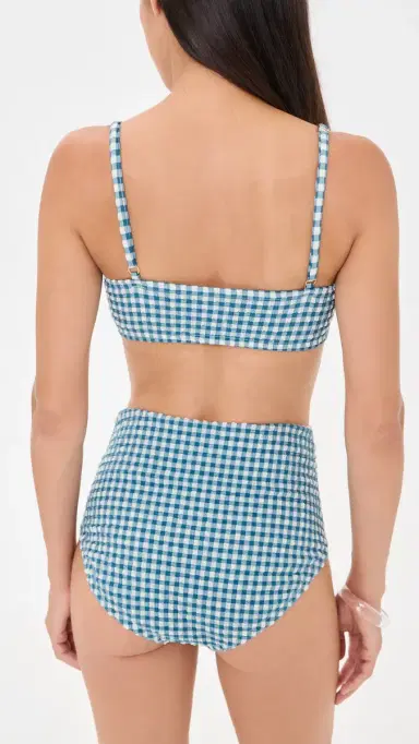 Hill House Home The Juno Two Piece Bikini Set Teal Gingham M | Thumbnail 3