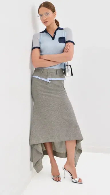 Monse Checker Suiting Skirt Brown Multi | Thumbnail 6 Monse Checker Suiting Skirt Brown Multi | Thumbnail 6