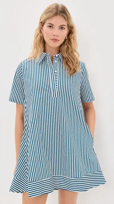 English Factory Striped Mini Dress White/Indigo Blue | Thumbnail 2 English Factory Striped Mini Dress White/Indigo Blue | Thumbnail 2