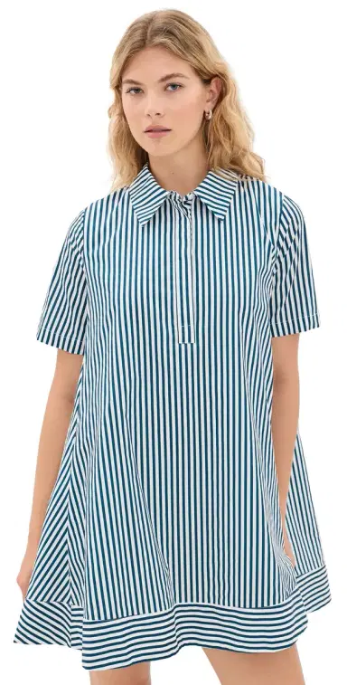 English Factory Striped Mini Dress White/Indigo Blue | Thumbnail 1 English Factory Striped Mini Dress White/Indigo Blue | Thumbnail 1