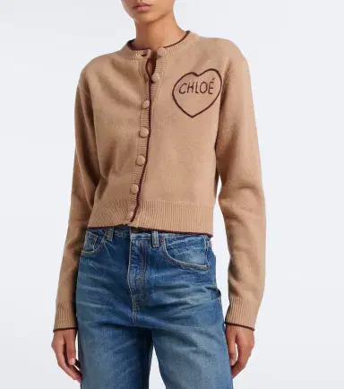 Chloé Chloé Logo wool and cashmere cardigan | Thumbnail 2