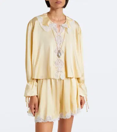 Chloé Chloé Lace-trimmed silk satin blouse | Thumbnail 2