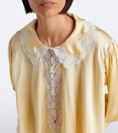 Chloé Chloé Lace-trimmed silk satin blouse | Thumbnail 5
