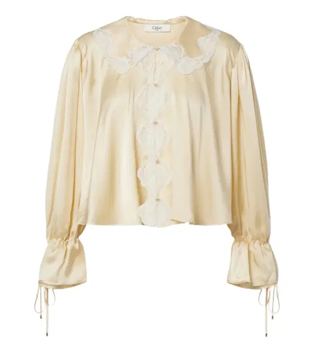 Chloe Chloé Lace-trimmed silk satin blouse