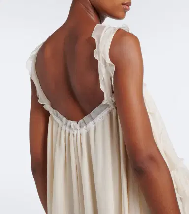 Chloe Chloé Ruffled silk muslin maxi dress | Thumbnail 3 Chloe Chloé Ruffled silk muslin maxi dress | Thumbnail 3