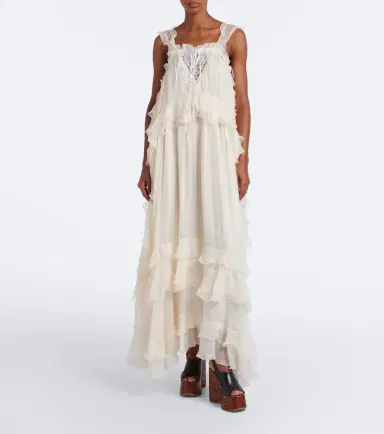 Chloe Chloé Ruffled silk muslin maxi dress | Thumbnail 4 Chloe Chloé Ruffled silk muslin maxi dress | Thumbnail 4
