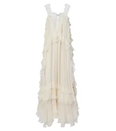 Chloe Chloé Ruffled silk muslin maxi dress | Thumbnail 1 Chloe Chloé Ruffled silk muslin maxi dress | Thumbnail 1