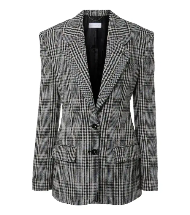 Checked wool blazer