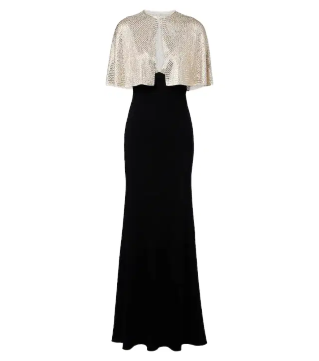 Caped embellished gown