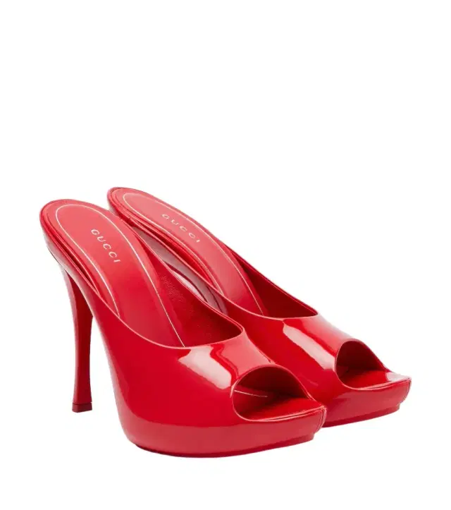 Patent leather platform mules