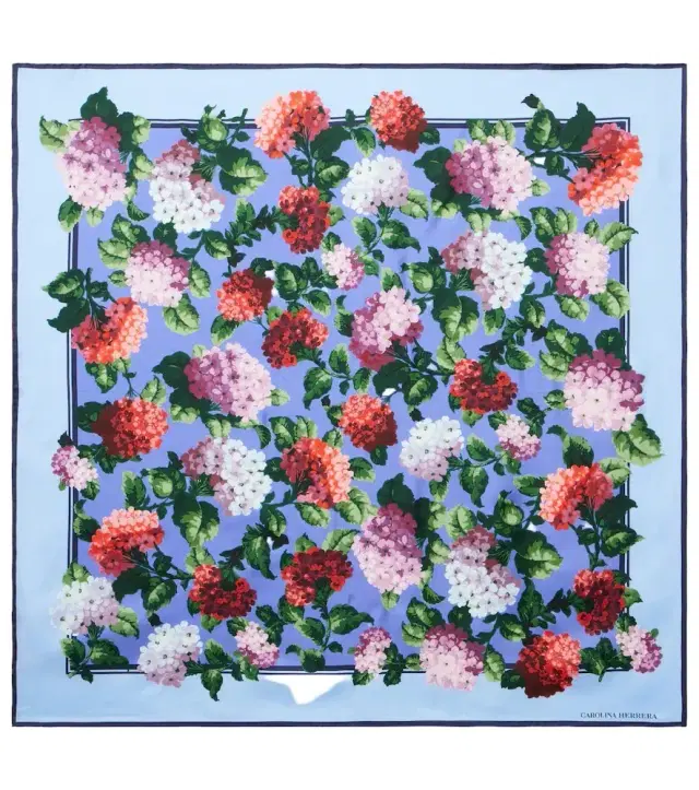 Floral silk twill scarf