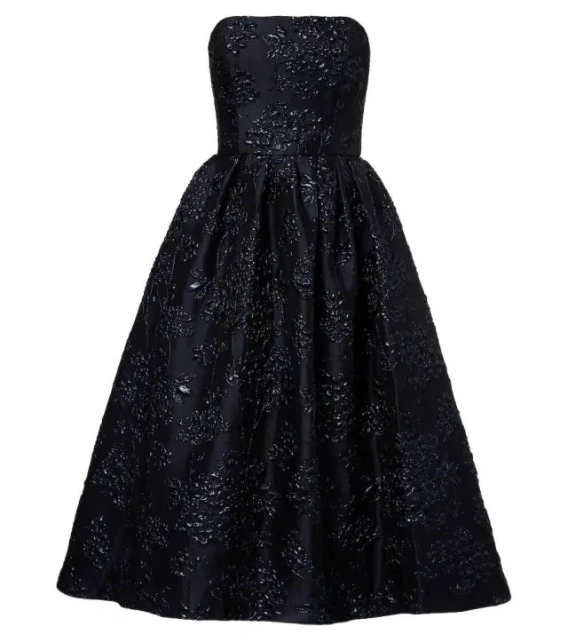 Floral jacquard bustier cocktail dress