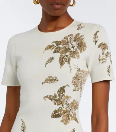 Oscar de la Renta Knitted floral jacquard minidress | Thumbnail 3