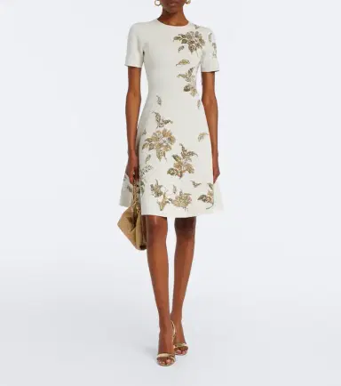 Oscar de la Renta Knitted floral jacquard minidress | Thumbnail 5