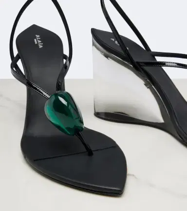Alaïa Alaïa Invisible leather wedge thong sandals | Thumbnail 3