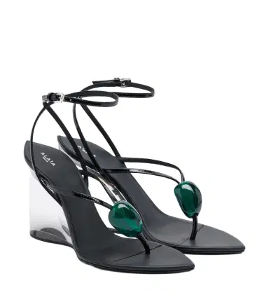 Alaïa Alaïa Invisible leather wedge thong sandals | Thumbnail 1