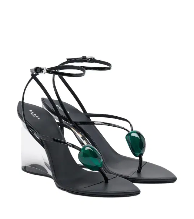 Alaia Alaïa Invisible leather wedge thong sandals