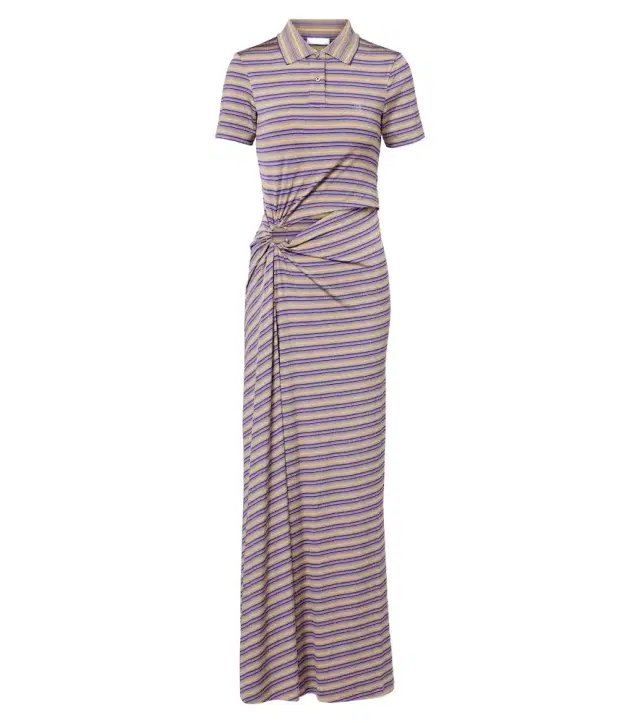 Rabanne Cutout gathered striped crêpe maxi dress