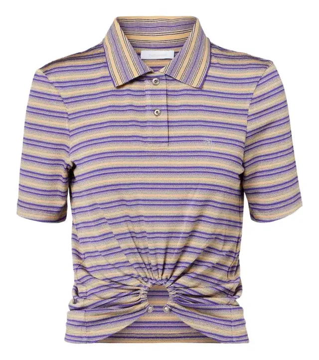 Cutout gathered striped crêpe top