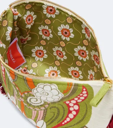 La DoubleJ Fringed printed cotton canvas pouch | Thumbnail 3
