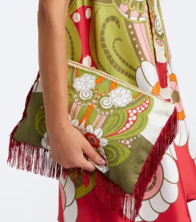 La DoubleJ Fringed printed cotton canvas pouch | Thumbnail 5