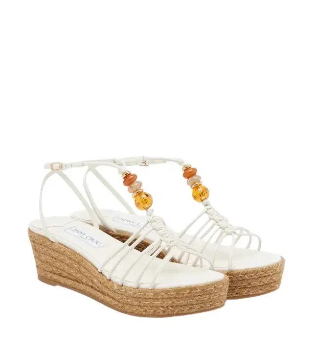 Jimmy Choo Lemi embellished leather wedge sandals