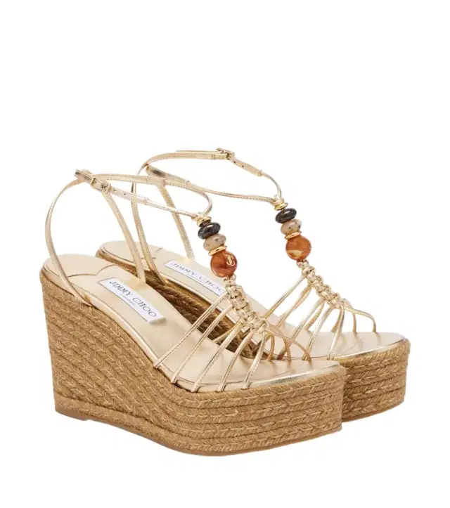 Jimmy Choo Lemi embellished leather wedge sandals