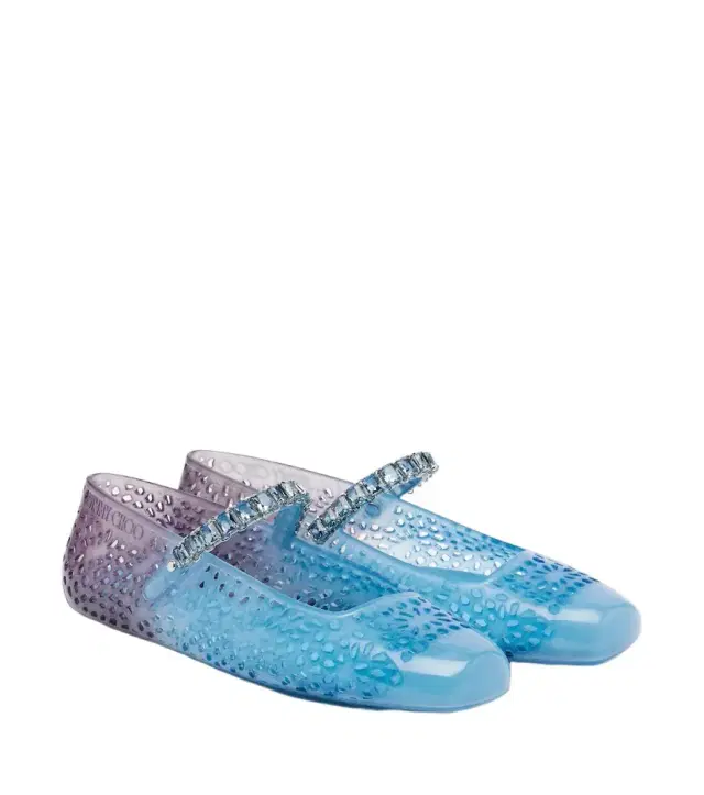 Jimmy Choo Jelly crystal-embellished ballet flats