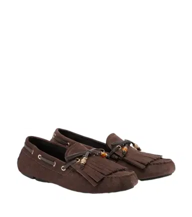 Jimmy Choo Manon fringed suede boat shoes | Thumbnail 1
