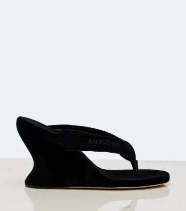 Balenciaga Gaeta velvet wedge thong sandals | Thumbnail 3