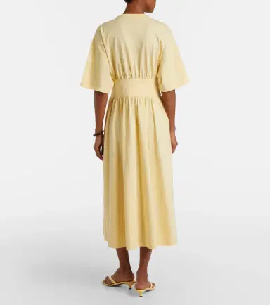 TOTEME Gathered cotton jersey midi dress | Thumbnail 5