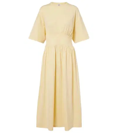 TOTEME Gathered cotton jersey midi dress | Thumbnail 1