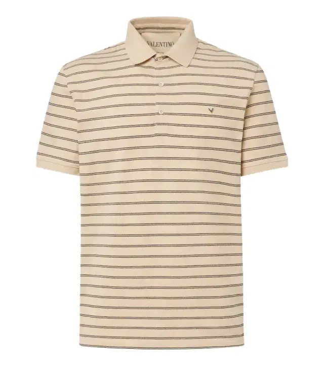 Valentino VGold striped cotton polo shirt