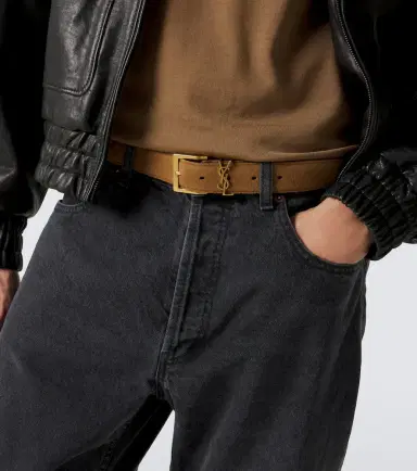 Saint Laurent Cassandre suede belt | Thumbnail 3
