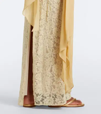 DE LA VALI Rosa lace-paneled georgette maxi dress | Thumbnail 6 DE LA VALI Rosa lace-paneled georgette maxi dress | Thumbnail 6